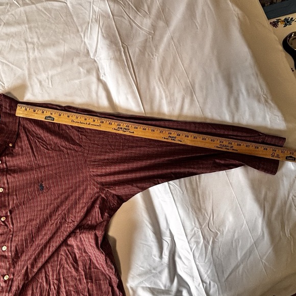 Ralph Lauren Shirt Adult XL Red Plaid‎ Classic Fit Button-Down Long Sleeve Men - Picture 9 of 12